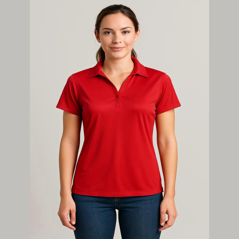 Red Kap 1923 M Red Short Sleeve Polo, Industrial Work Shirt, Women's